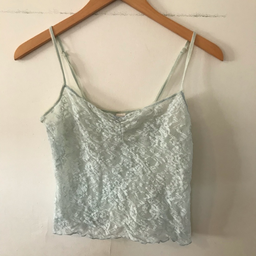 DKMY baby blue lace cropped lingerie top
